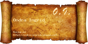 Ondra Ingrid névjegykártya